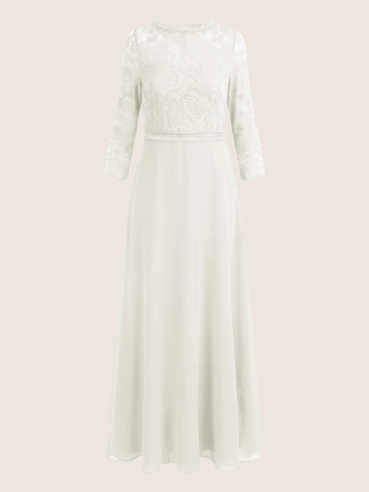 Abendkleid aus Spitze und Chiffon | cream - Image 3