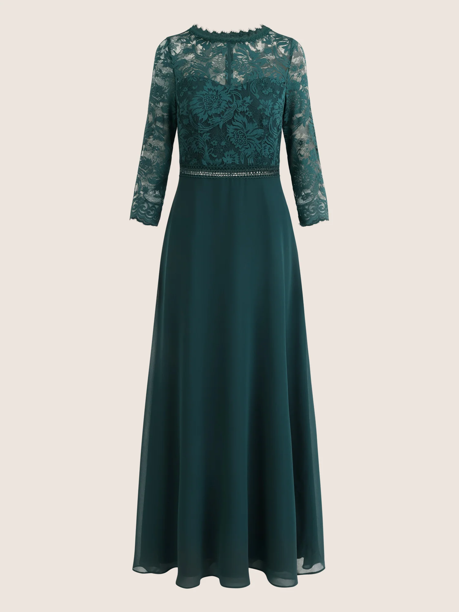 Abendkleid aus Spitze und Chiffon | emerald - Image 3