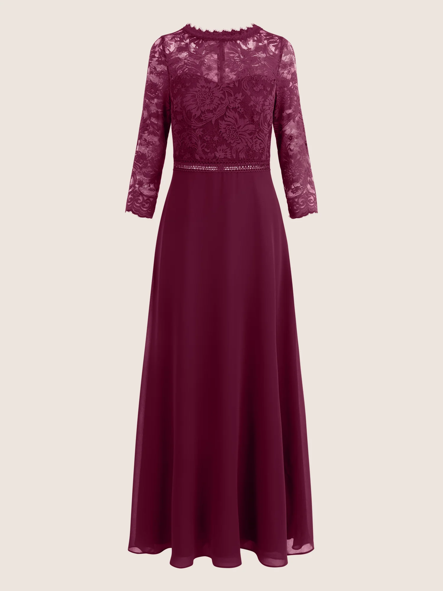 Abendkleid aus Spitze und Chiffon | merlot - Image 3