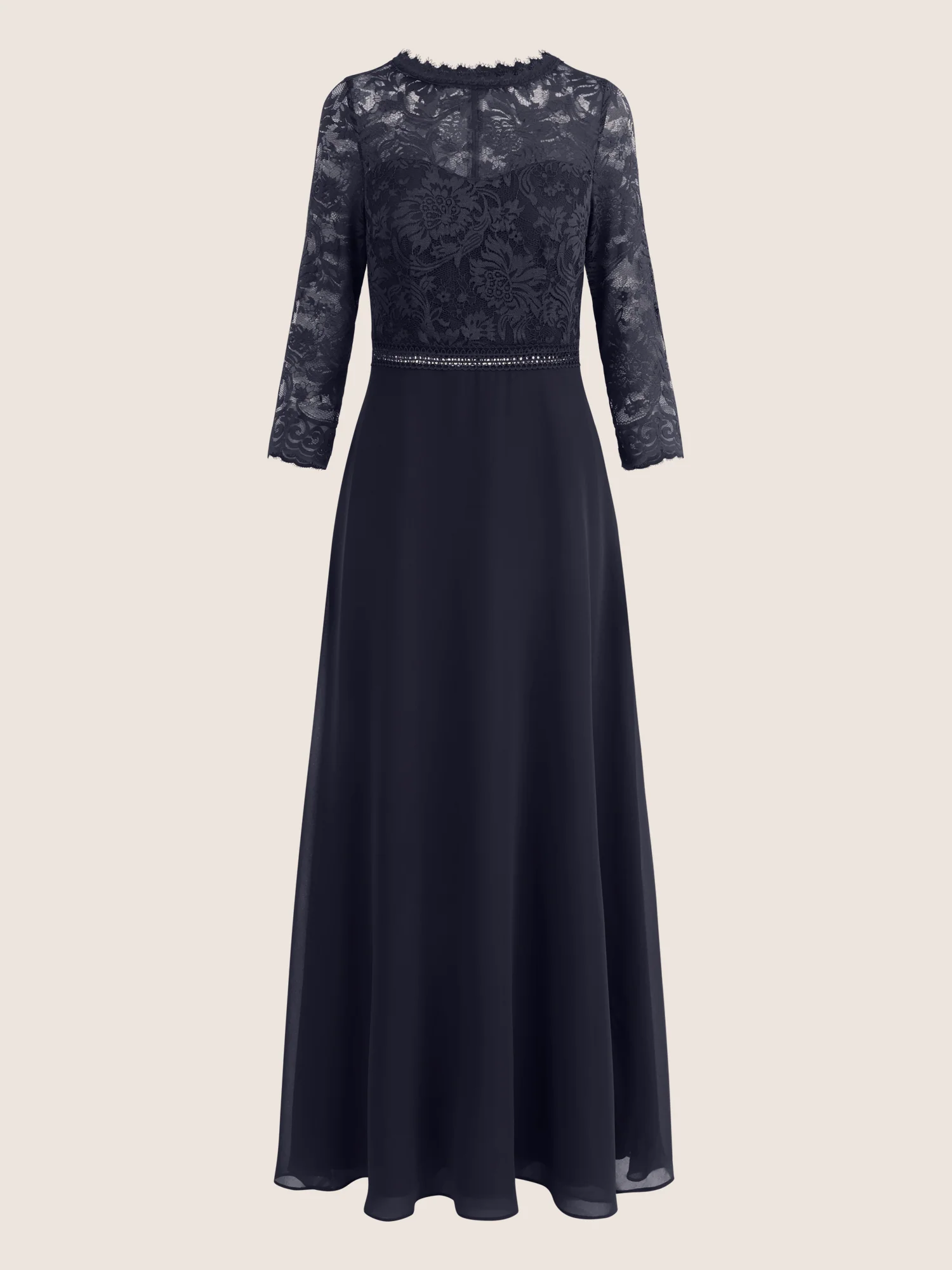 Abendkleid aus Spitze und Chiffon | nachtblau - Image 3
