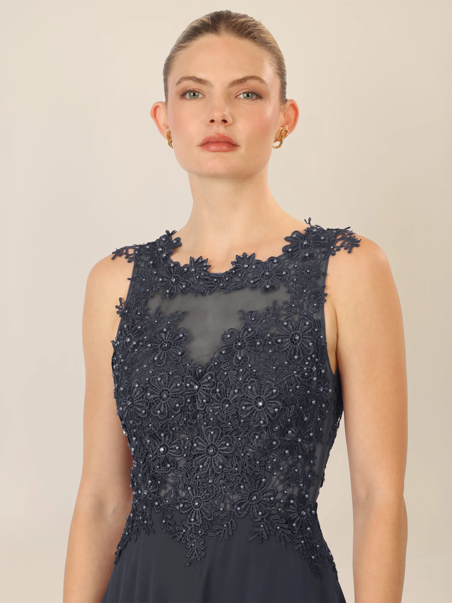 APART Abendkleid mit floraler Spitze und Tüll-Einsatz | nachtblau - Image 4