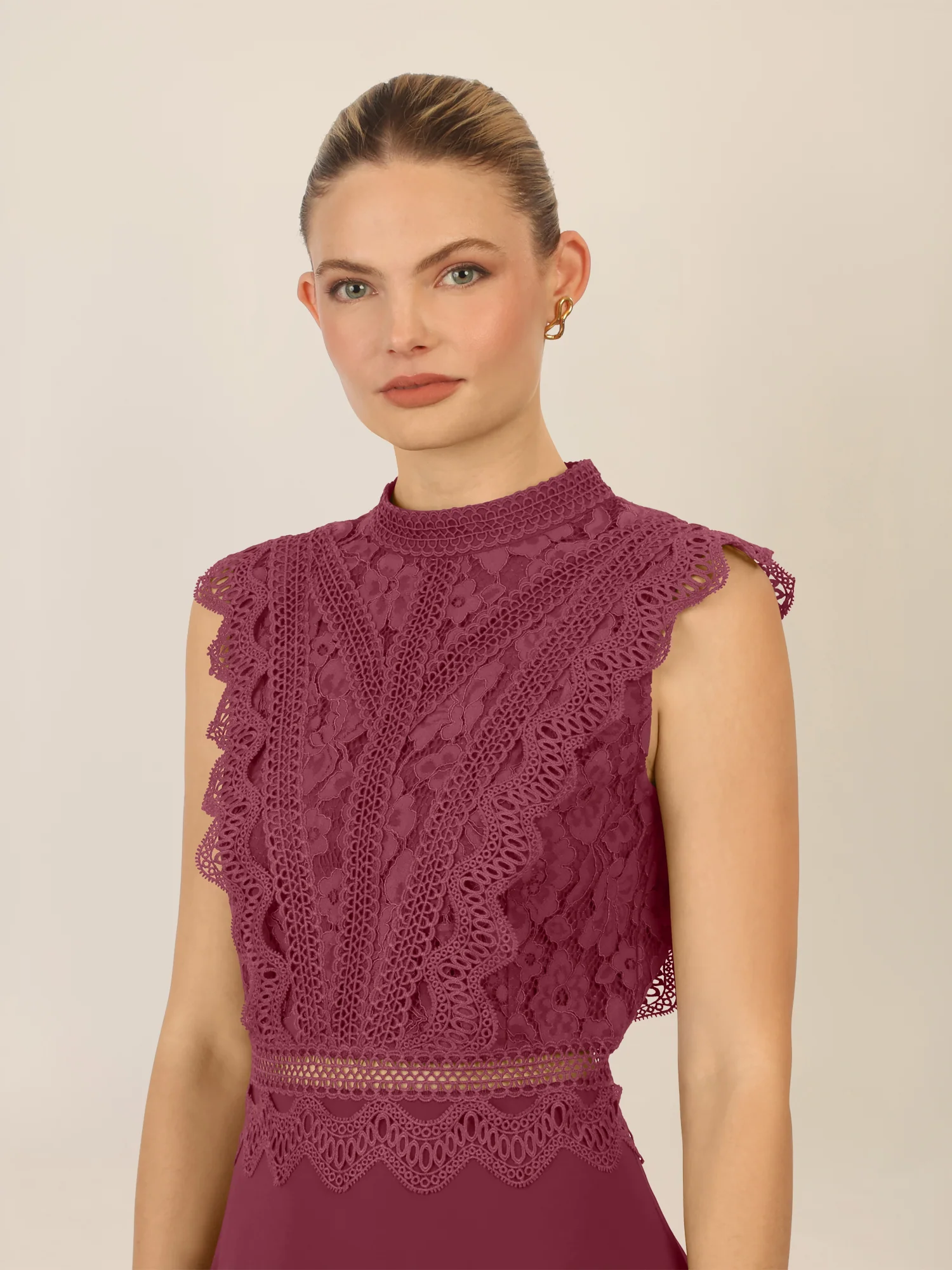 APART Abendkleid mit Spitze und transparentem Rückenteil | bordeauxrot - Image 4