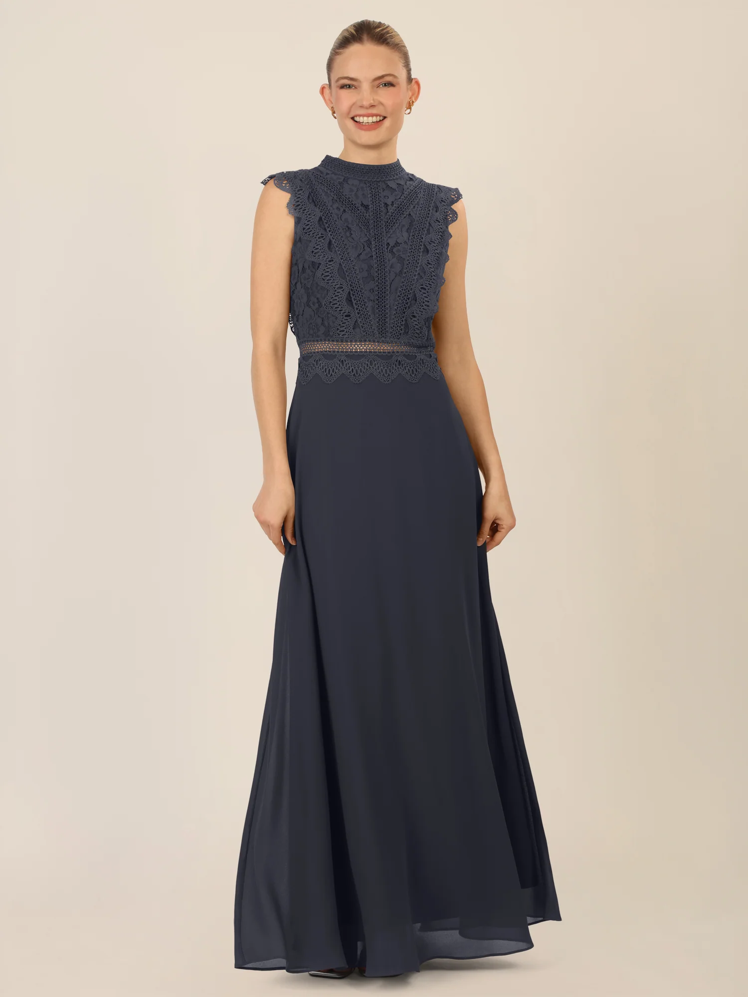 APART Abendkleid mit Spitze und transparentem Rückenteil | nachtblau - Image 5