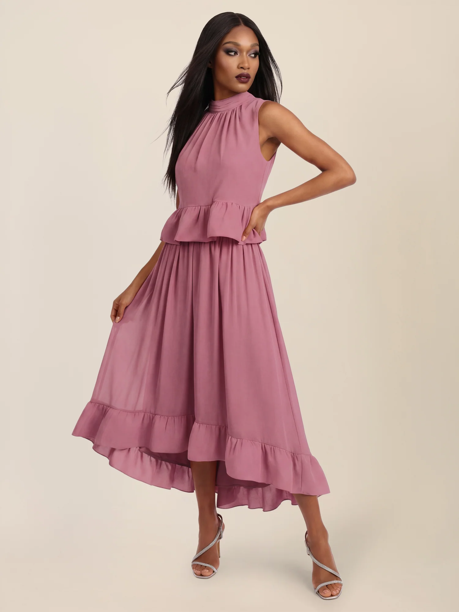 APART Ärmellose Bluse mit Rüschen-Saum | rosé - Image 7
