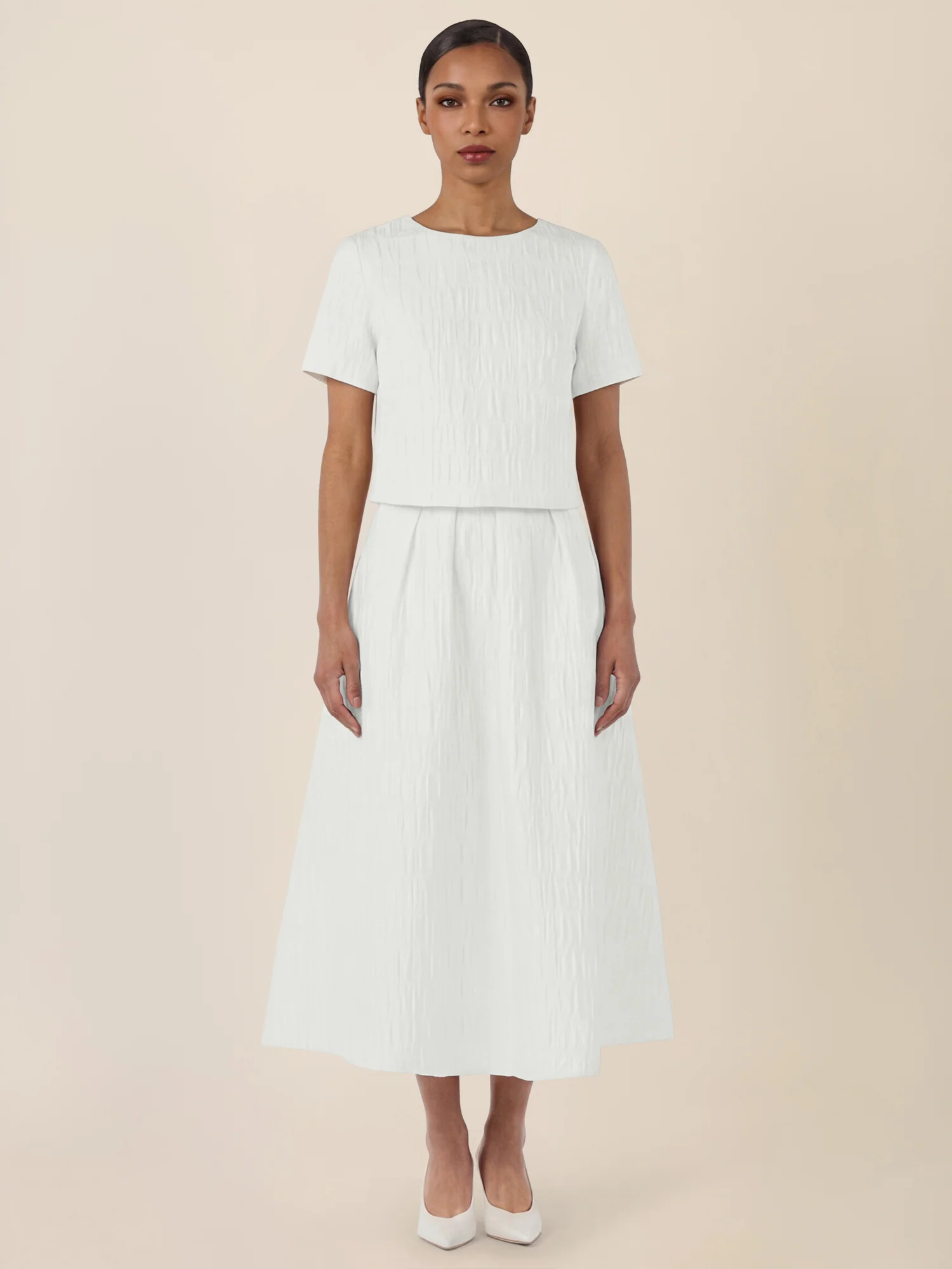 APART Bluse mit Struktur und Rundhalsausschnitt | creme - Image 2