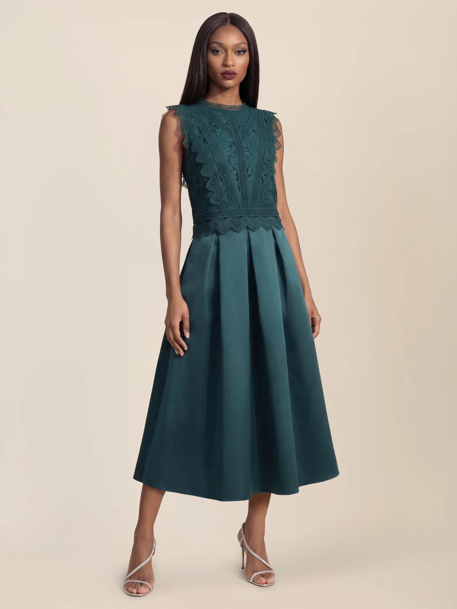 APART Eleganter Satinrock mit Glanz-Effekt | emerald - Image 6