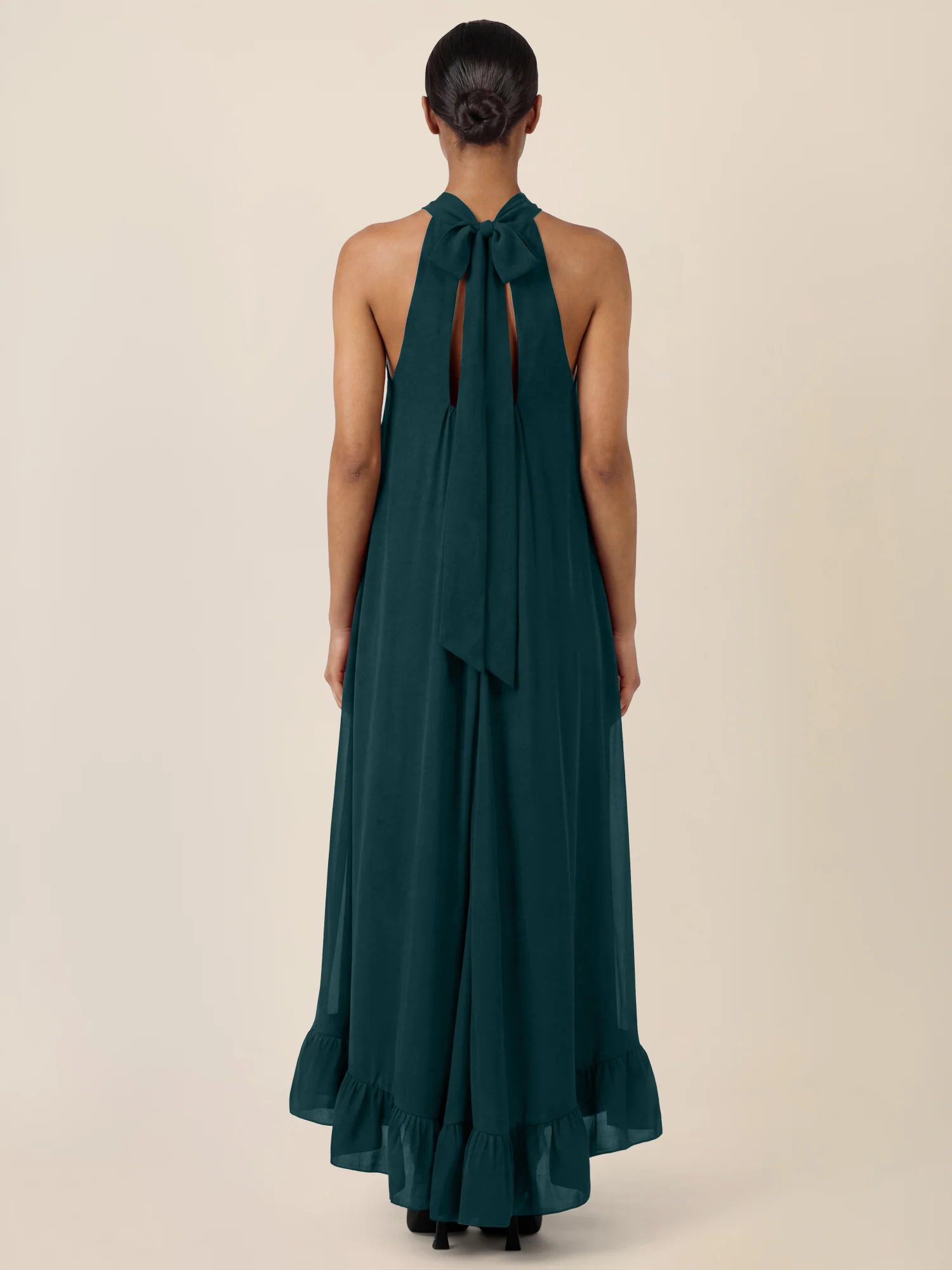 APART Elegantes Chiffonkleid mit Volantsaum | emerald - Image 2