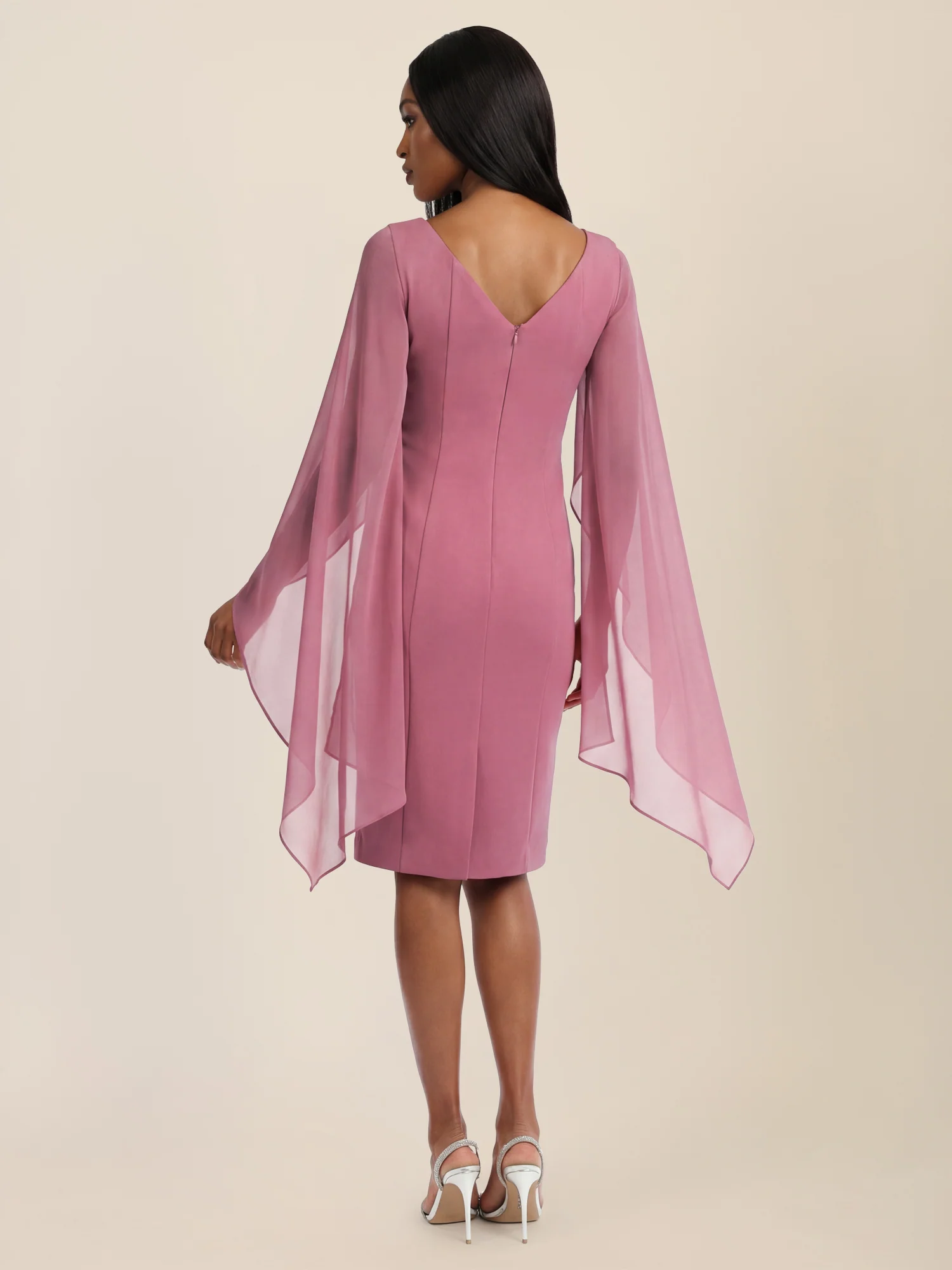 APART Etui-Kleid mit fließendem Chiffon-Cape | rosé - Image 2