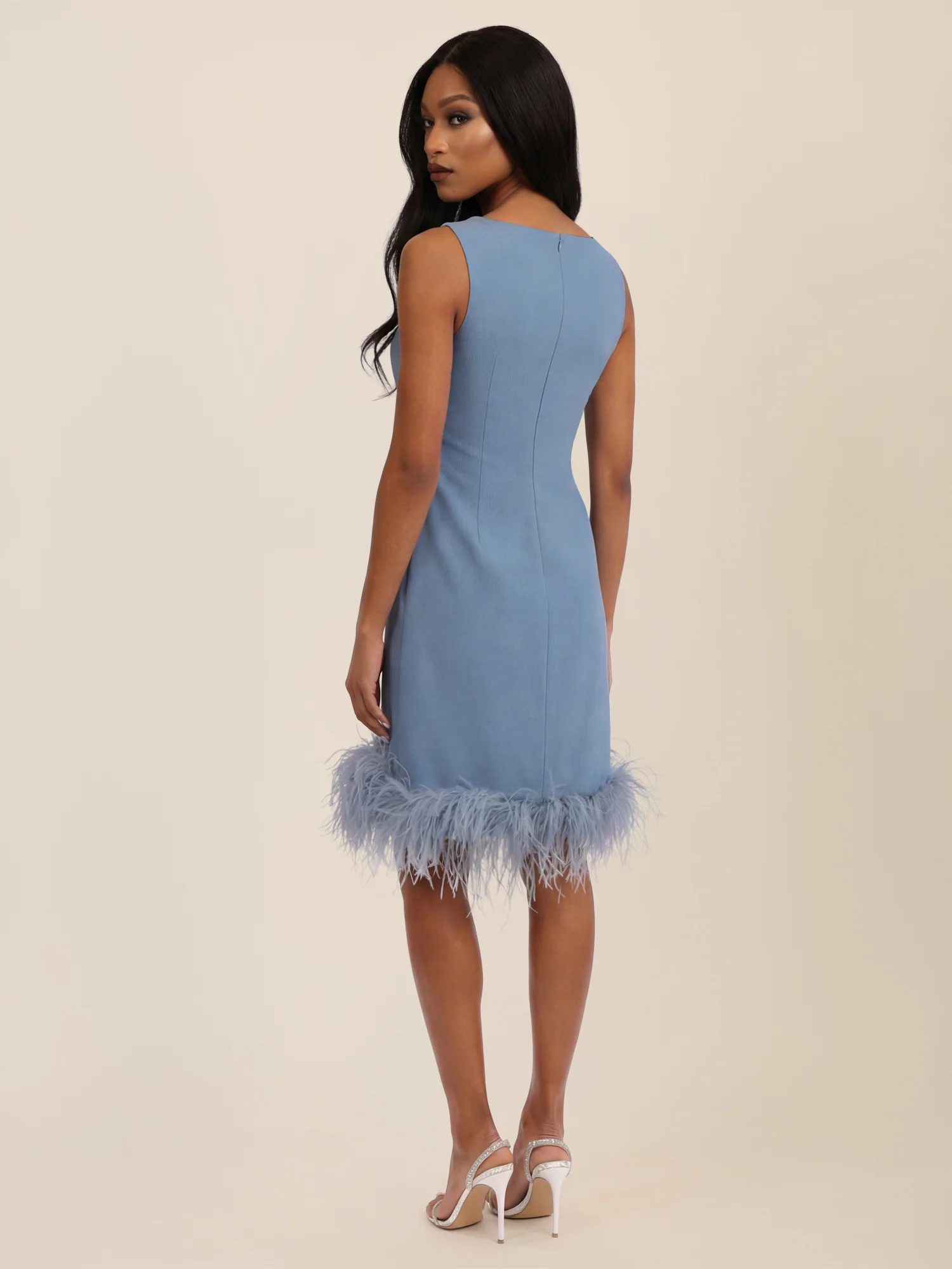 APART Kleid mit Federsaum | rauchblau - Image 2