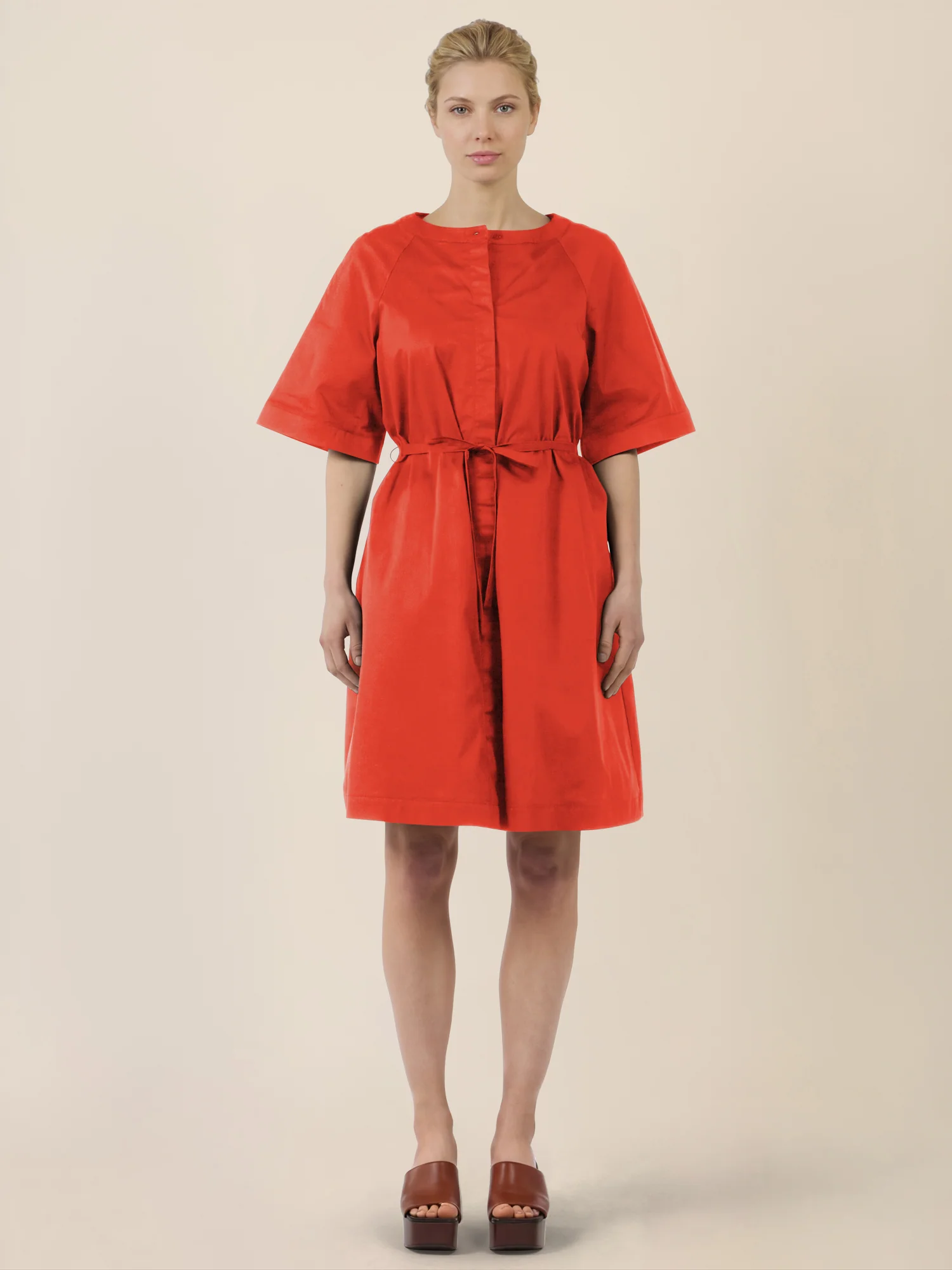 APART Kleid mit Gürtel und Raglanärmeln | orange