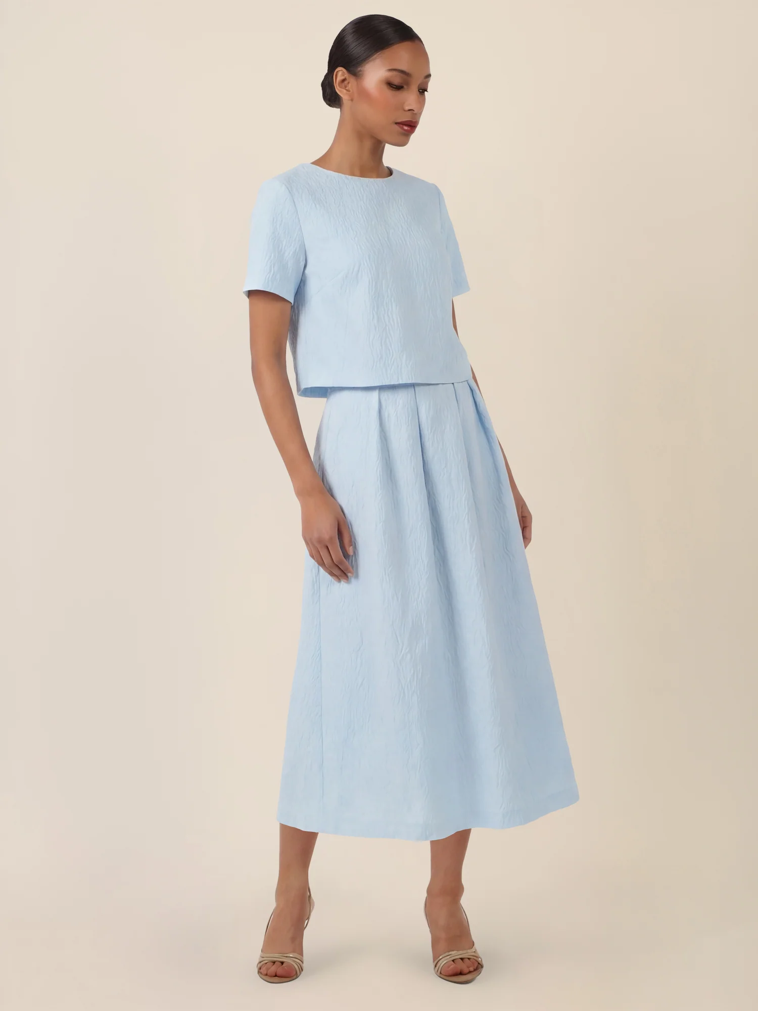 APART Kurzes Jacquard-Top mit Struktur | hellblau
