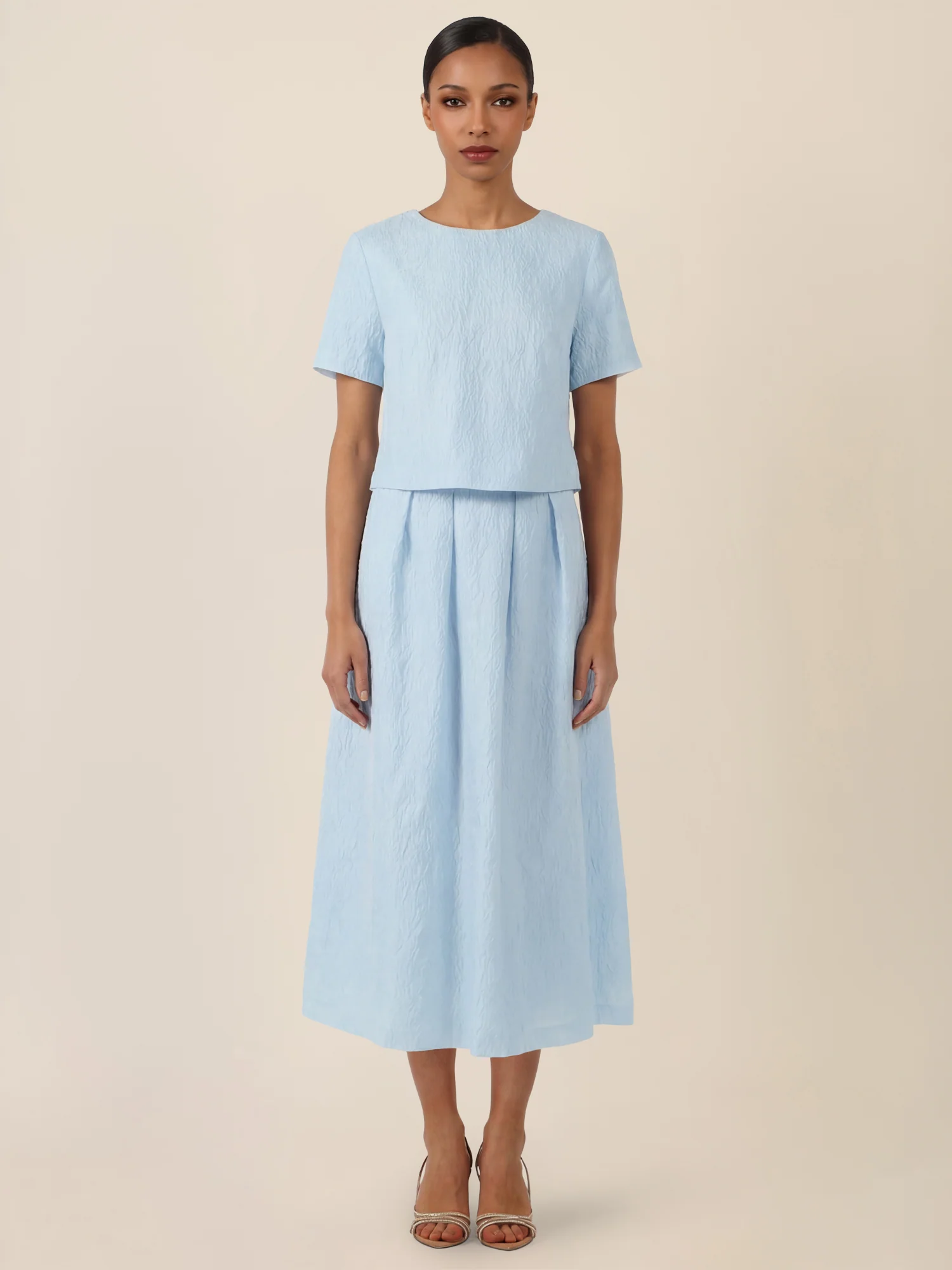 APART Kurzes Jacquard-Top mit Struktur | hellblau - Image 2