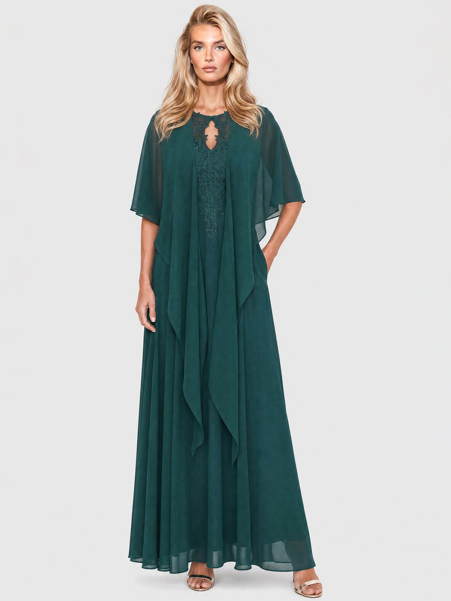 APART Luftiges Chiffon-Stola mit Zipfelsaum | emerald - Image 5