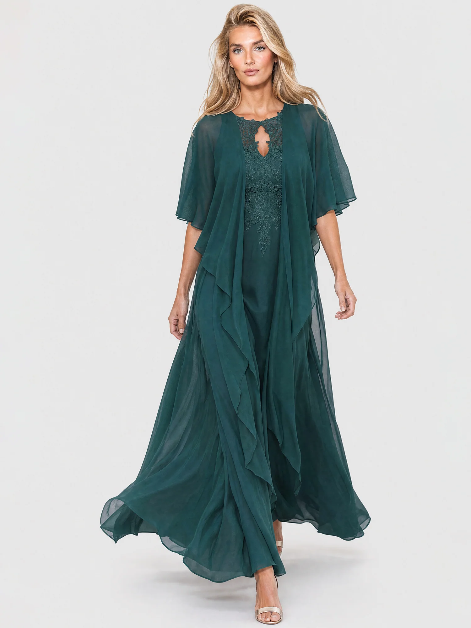 APART Luftiges Chiffon-Stola mit Zipfelsaum | emerald - Image 6