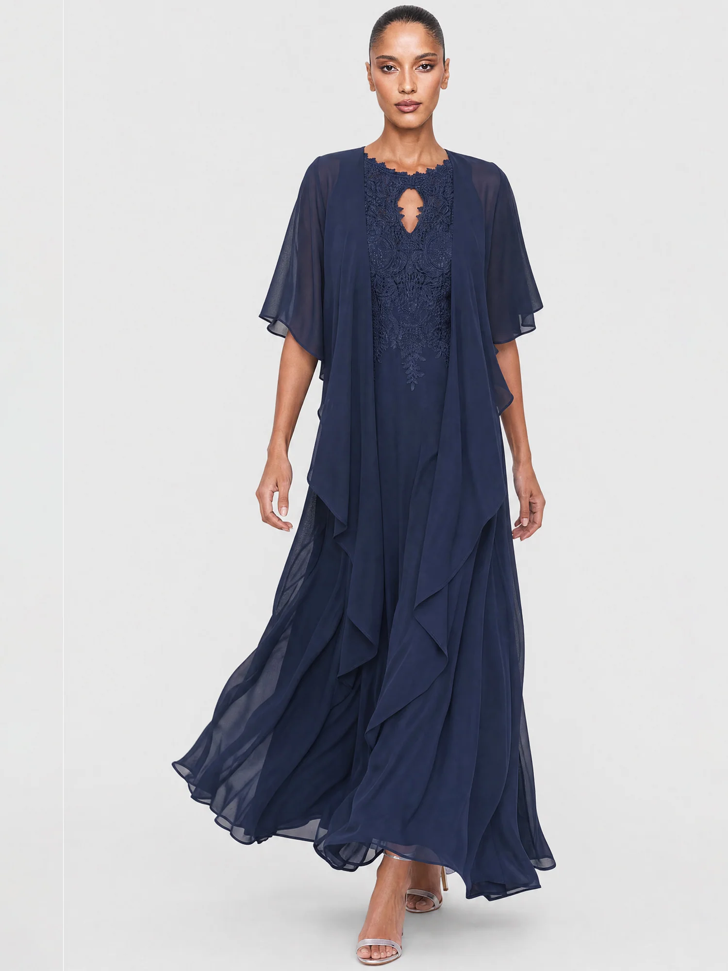 APART Luftiges Chiffon-Stola mit Zipfelsaum | nachtblau - Image 6