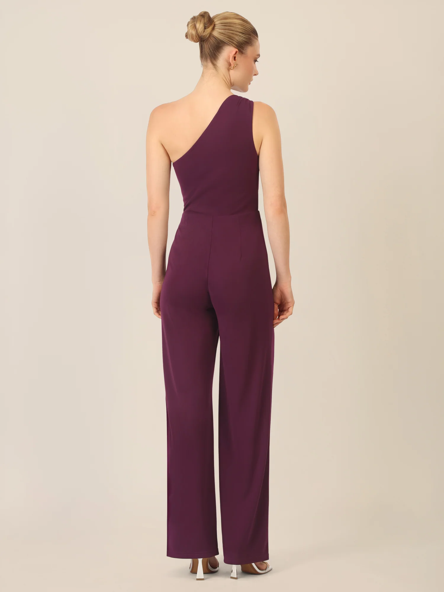 APART One-Shoulder Jerseyoverall mit Drapierung | dunkel lila - Image 2