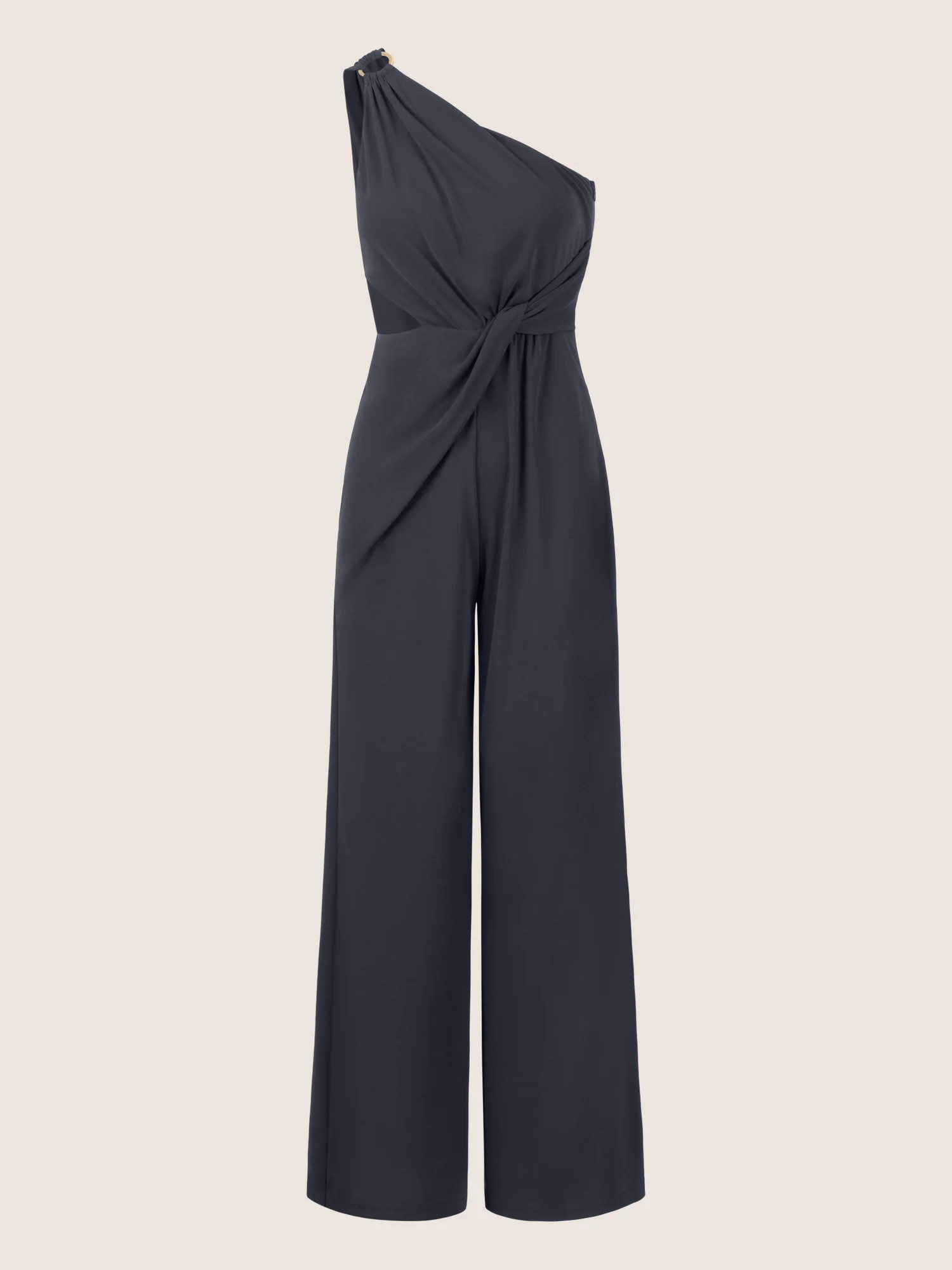 APART One-Shoulder Jerseyoverall mit Drapierung | nachtblau - Image 3