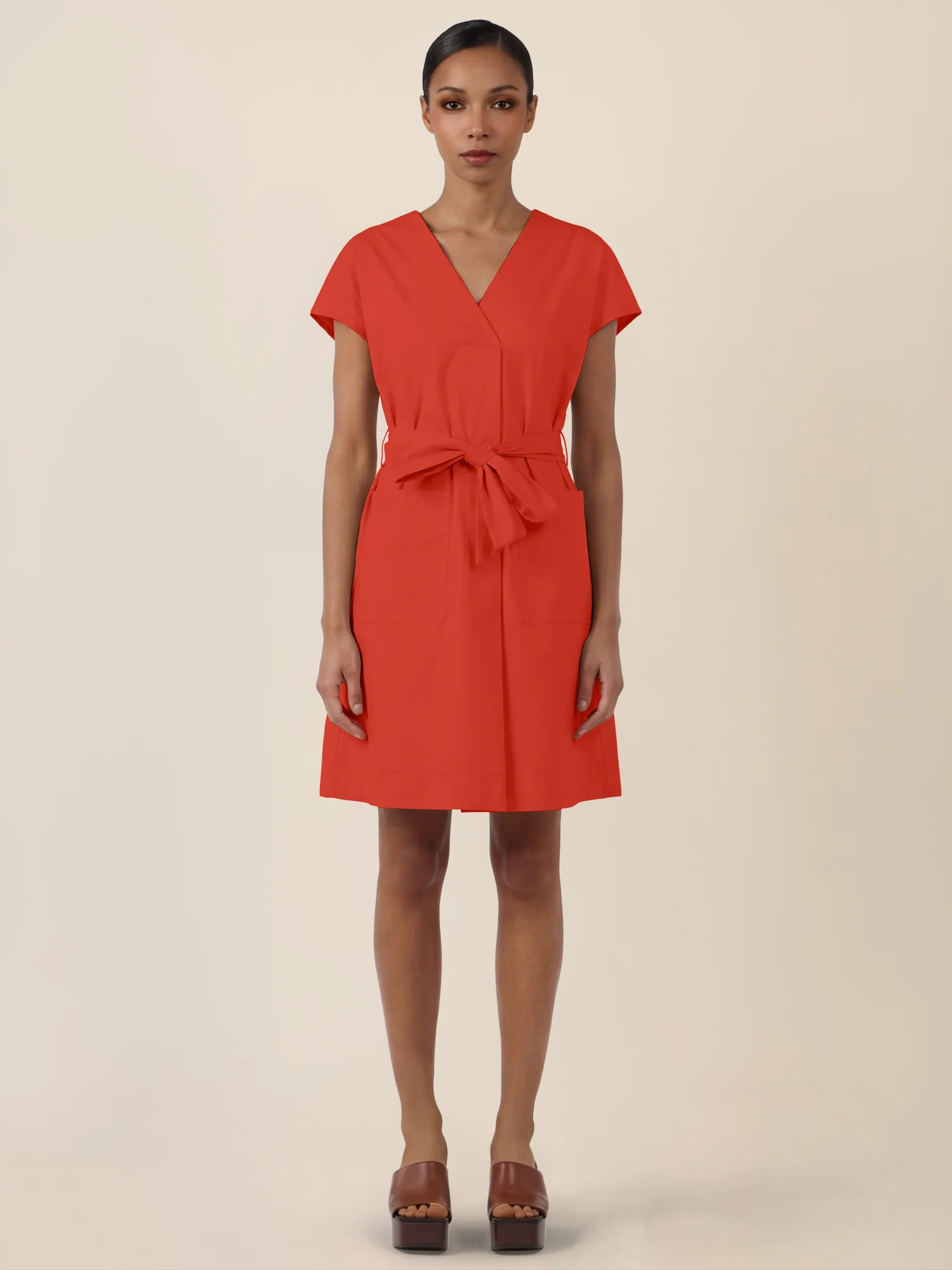 APART Sommerliches Hemdblusenkleid mit Bindegürtel | orange