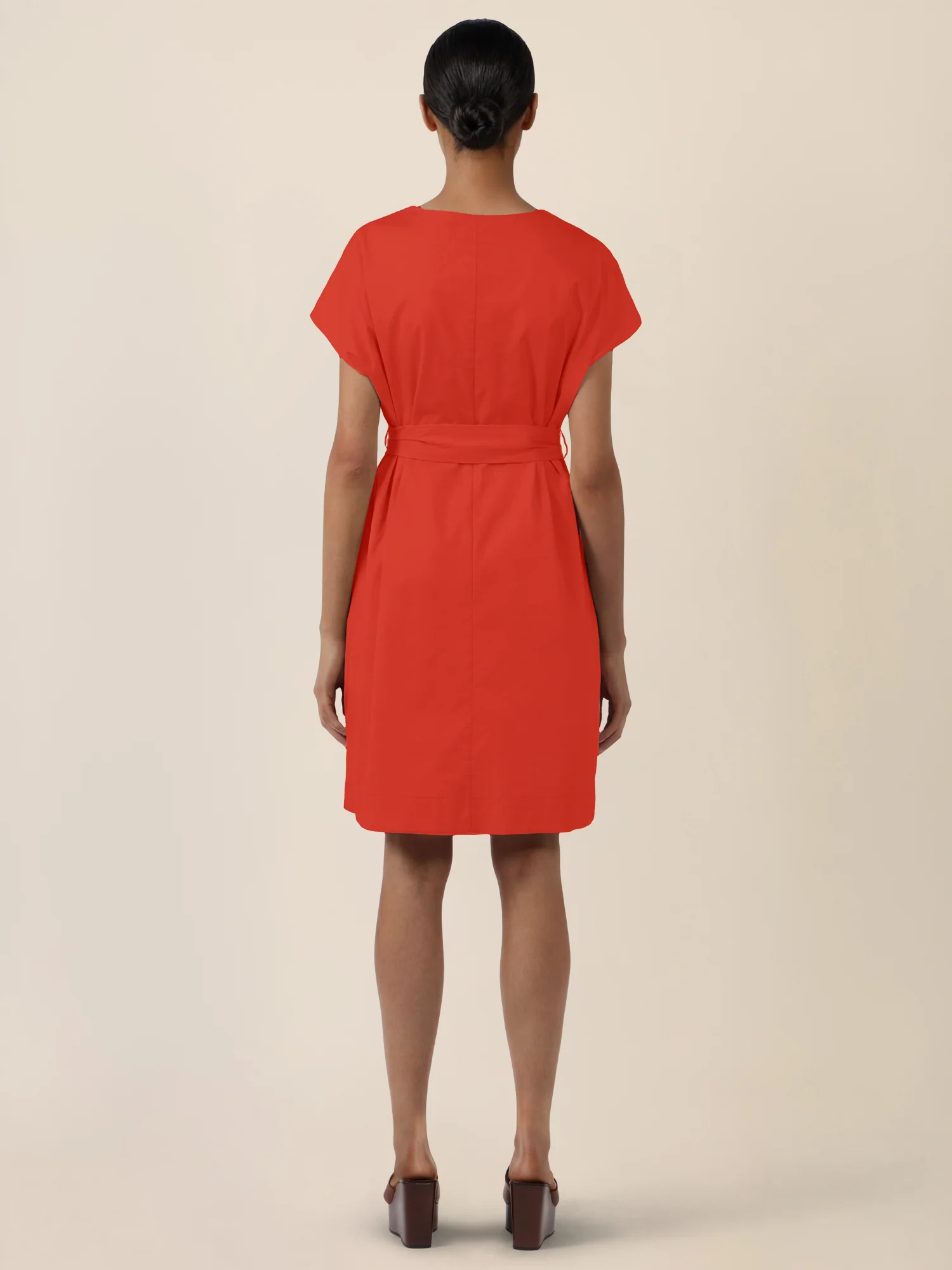 APART Sommerliches Hemdblusenkleid mit Bindegürtel | orange - Image 2