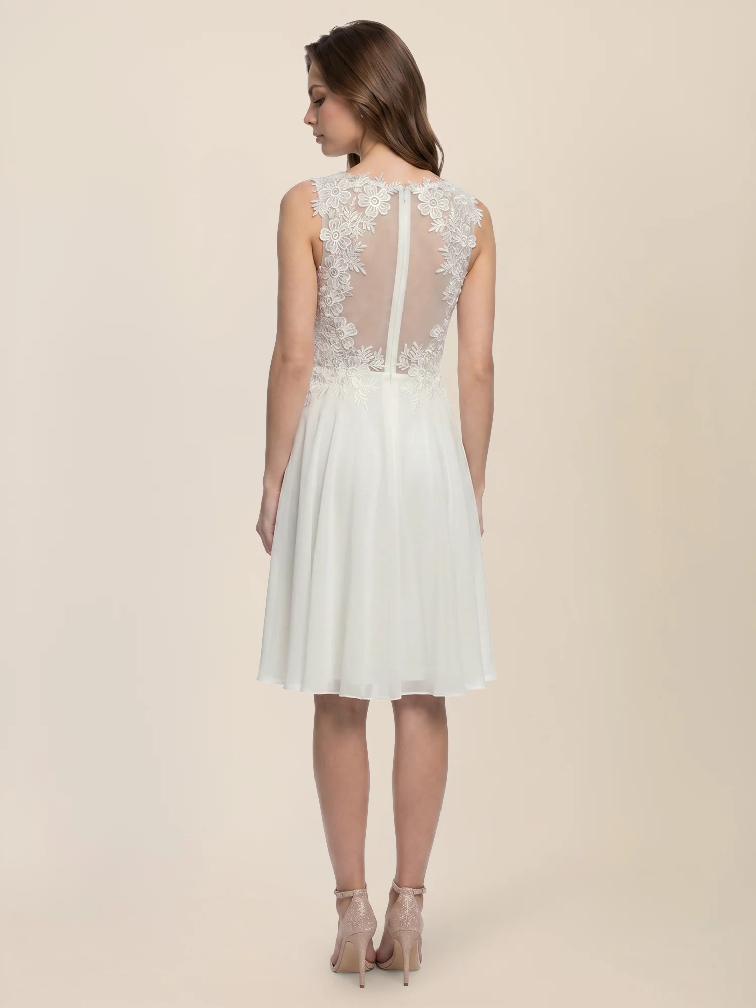 Brautkleid mit floraler Spitze und Chiffon | creme - Image 2