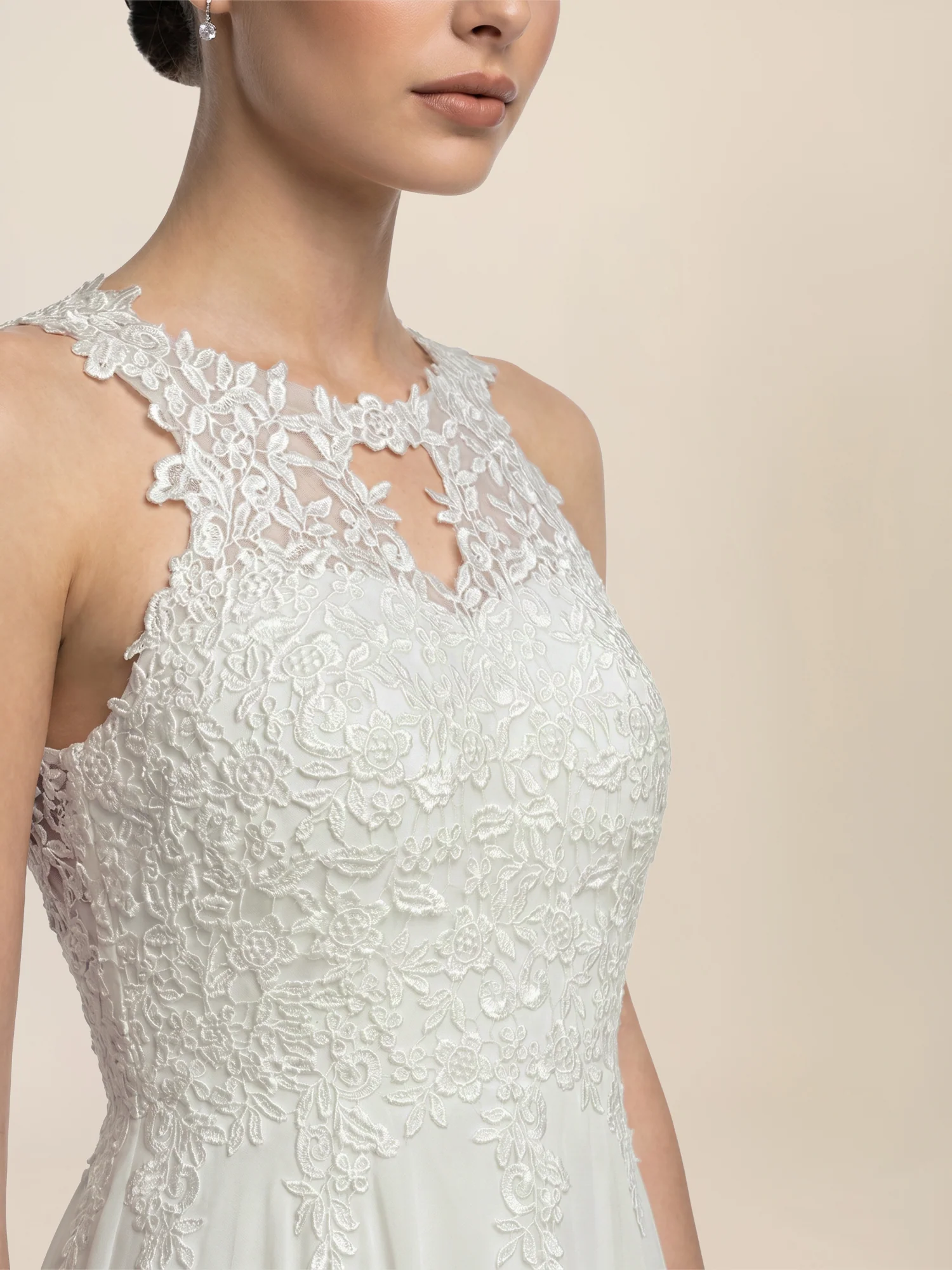 Brautkleid mit floraler Spitze und Chiffon | creme - Image 4