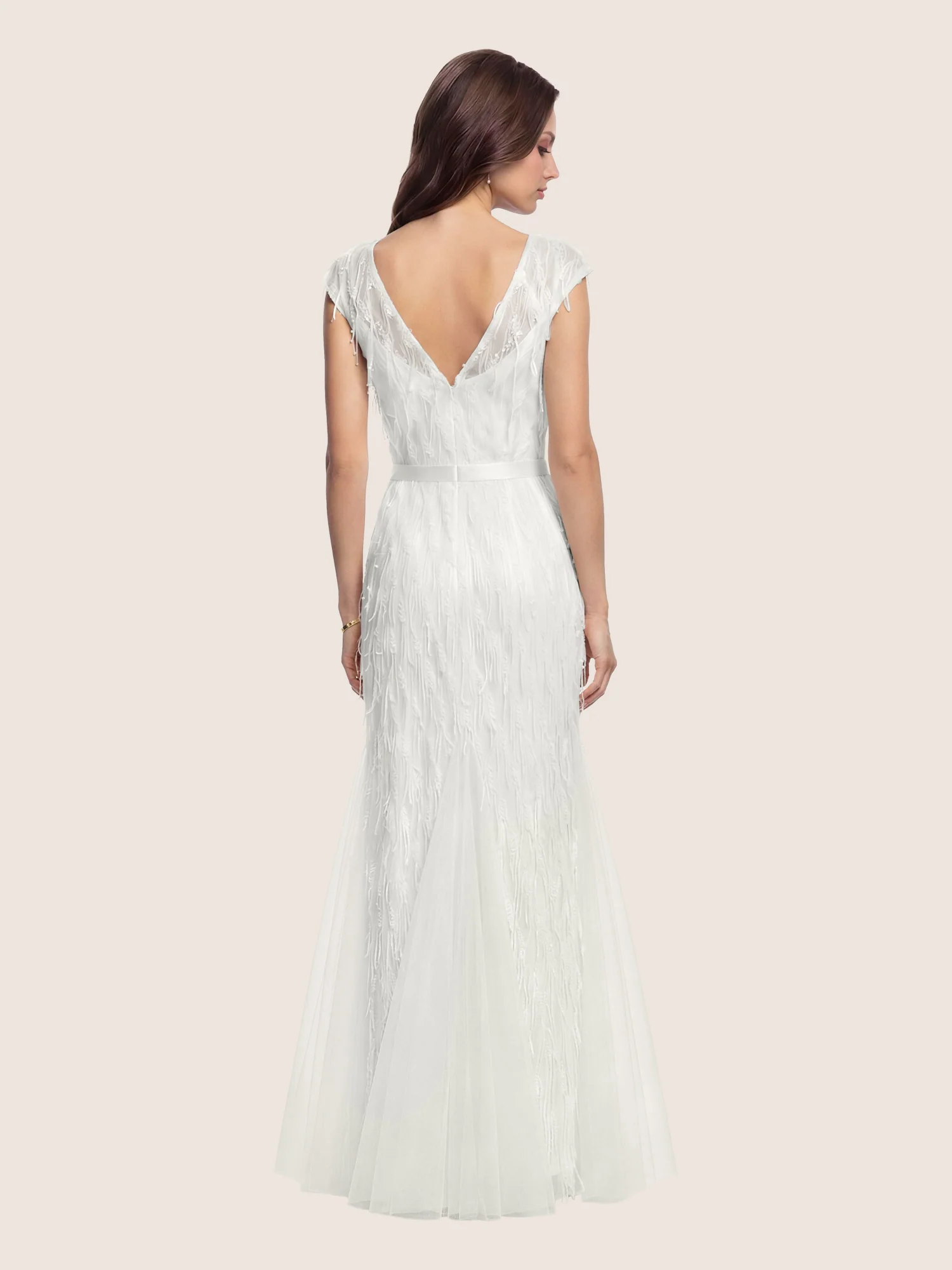 Brautkleid mit Paillettenstickerei und Tüll-Godets | creme - Image 2