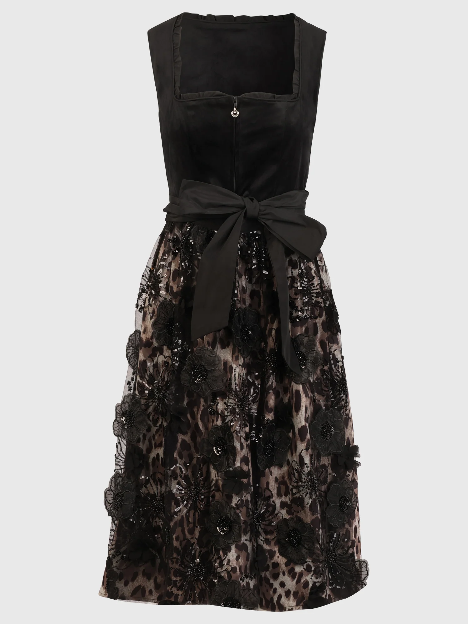 Dirndl aus Samt mit Tüllschürze | schwarz-multicolor - Image 3