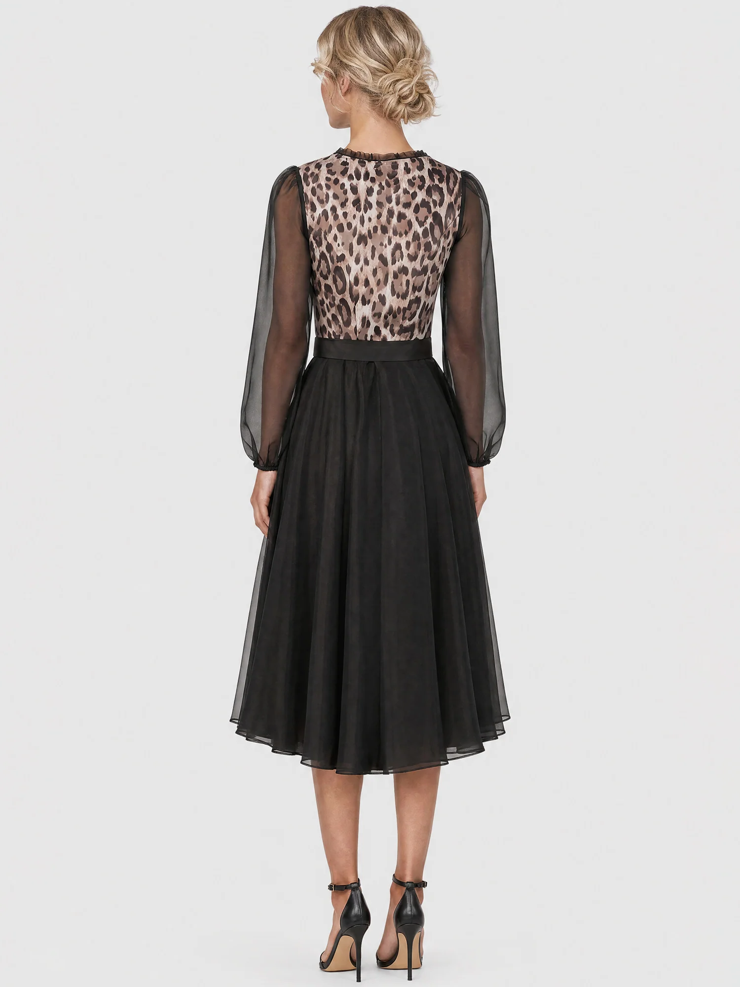Dirndl-Bluse aus Organza mit Puffärmeln | schwarz - Image 4