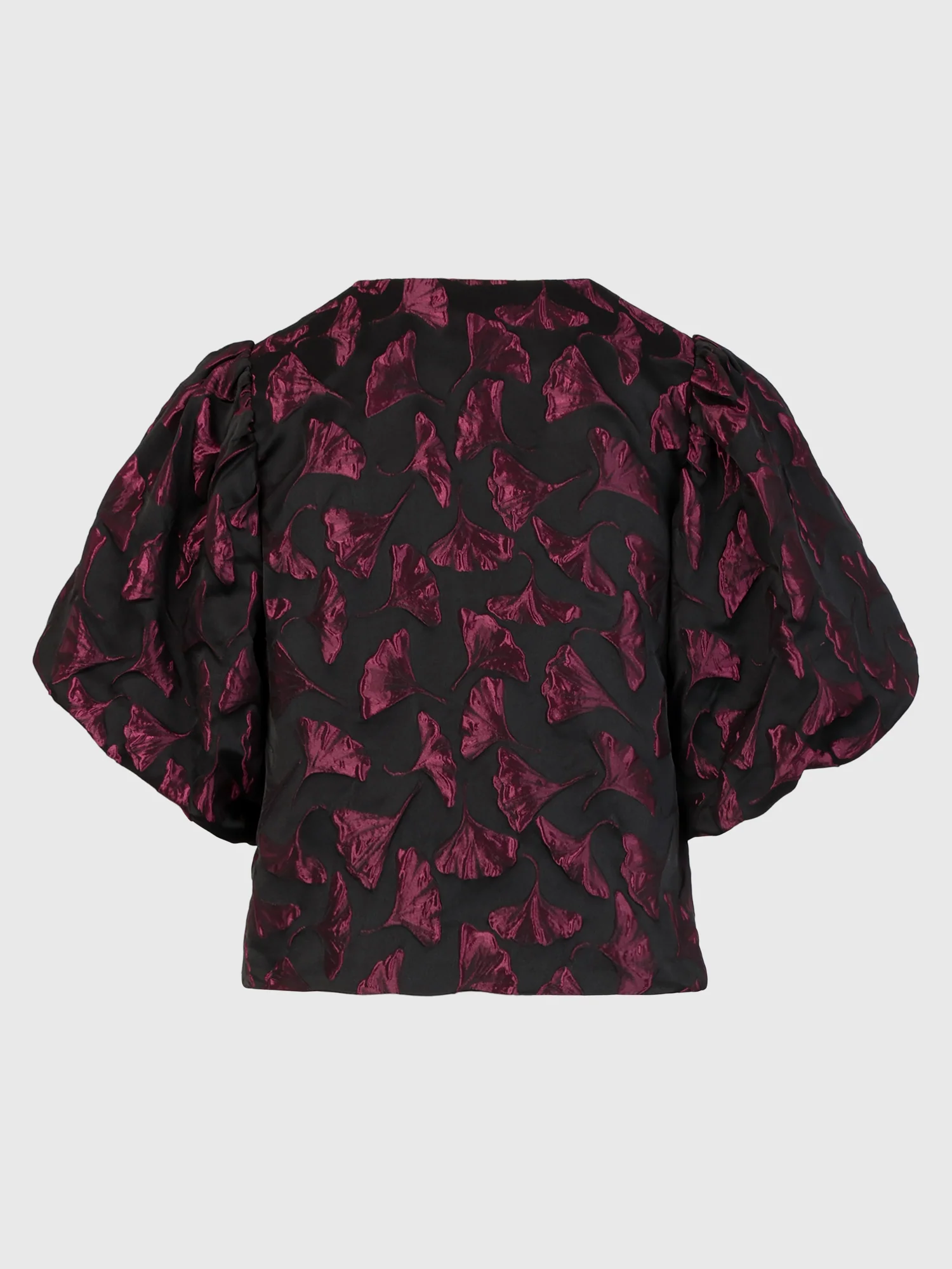 Jacquard-Blazer im Blusen-Stil mit Puffärmeln | schwarz-weinrot - Image 5