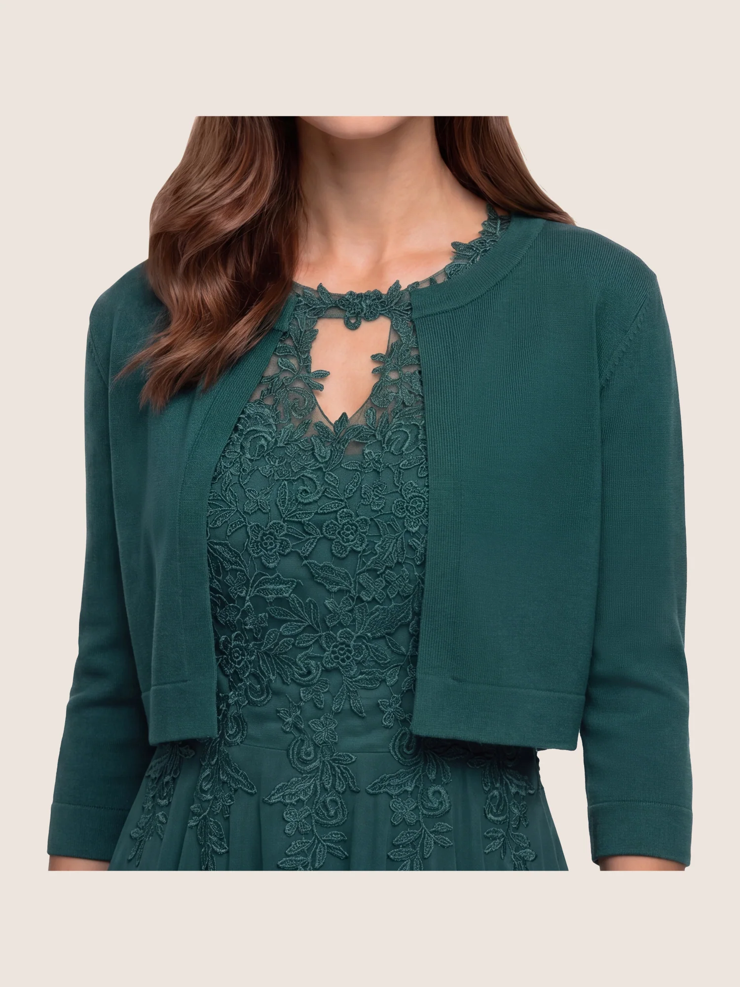 Strickbolero mit 3/4-Ärmeln | emerald - Image 5